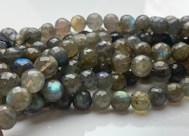 5mm 6mm 8mm 10mm AAA Faceted Round Natural Color Labradorite Beads Natural Blue Flash Color Faceted Top Quality Labradorite 8 Inches #3710