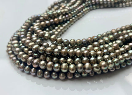 3.5x4-4.5mm AA Dark Champagne Potato Freshwater Pearl Beads Green With Iridescent Green Color Genuine Freshwater Small Seed Pearl #P1611