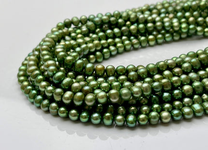 5-6 mm Light Forest Green Color Potato Freshwater Pearl Beads Genuine Cultured Freshwater Pearl Beads Green Potato Pearl Beads #P2099