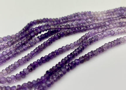 4 mm Natural Shaded Amethyst Gemstone Beads Faceted Rondelle Shape Genuine Purple Amethyst Tiny Gemstone Bead 13 Inches Strand #4155