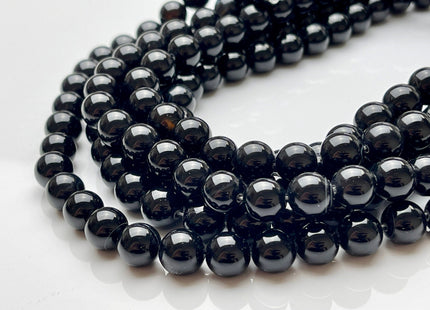 4mm 6mm 8mm 10mm Smooth Round Black Onyx Gemstone Beads Natural Black Onyx Beads 15.5 Inches #405