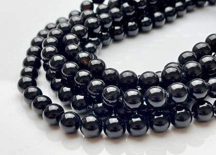 4mm 6mm 8mm 10mm Smooth Round Black Onyx Gemstone Beads Natural Black Onyx Beads 15.5 Inches #405