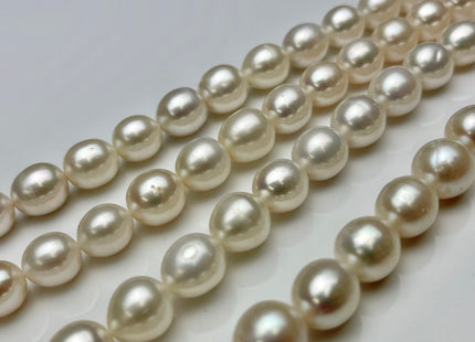 10.5x11mm AAA Rice/Oval White Natural Freshwater Pearls High Luster Freshwater Pearl Beads Smooth And Quality Potato Pearls 33 Beads #P1958