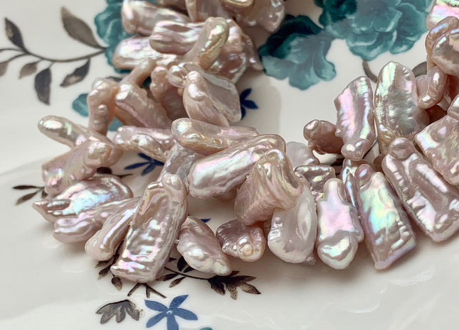 8x18-23 mm AAA Natural Light Pink Biwa Stick Freshwater Pearl Beads Genuine Cultured Center Drilled Pearl Beads Natural Pearl Beads #P1576