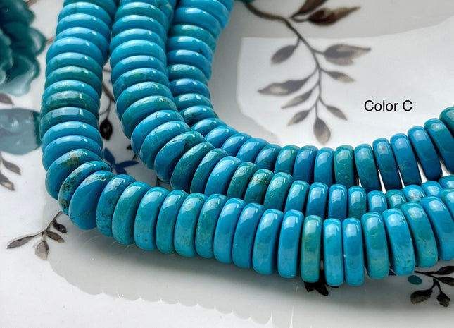 10-11 mm Smooth Rondelle Shape Turquoise Gemstone Beads Green Blue And Brown Color Turquoise Loose Beads #4066