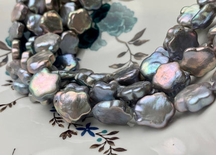 13-15 mm AAA Very Rare Pinkish Gray Color Flower Shape Freshwater Coin Pearl Beads High Luster Flower Thick Coin Pearl 25-26 Pieces #P1355