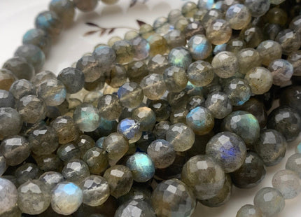 5mm 6mm 8mm 10mm AAA Faceted Round Natural Color Labradorite Beads Natural Blue Flash Color Faceted Top Quality Labradorite 8 Inches #3710