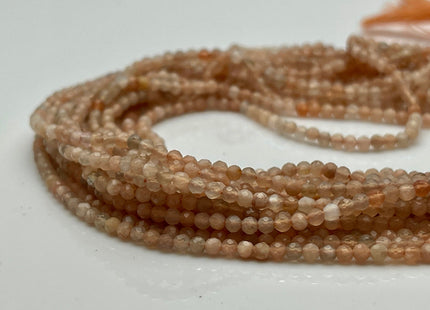 2-2.5 mm Faceted Round Tiny Peach Moonstone Gemstone Beads Genuine Natural Moonstone Loose Beads 13 Inches Strand #4127