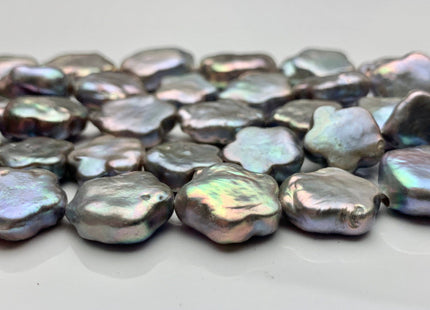 13-15 mm AAA Very Rare Pinkish Gray Color Flower Shape Freshwater Coin Pearl Beads High Luster Flower Thick Coin Pearl 25-26 Pieces #P1355