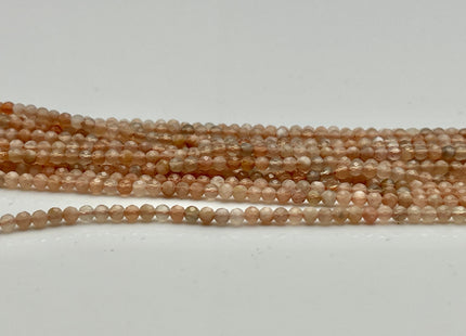 2-2.5 mm Faceted Round Tiny Peach Moonstone Gemstone Beads Genuine Natural Moonstone Loose Beads 13 Inches Strand #4127