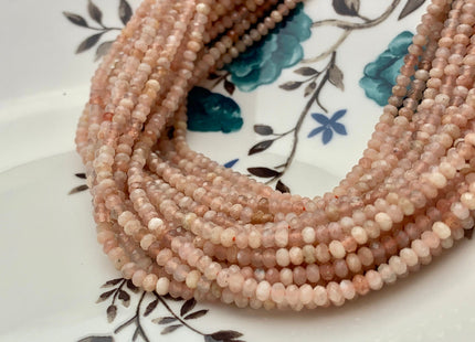 2x3mm 3x4mm 4x6mm Natural Color Faceted Rondelle Peach Moonstone Gemstone Bead Quality Micro Faceted Multi Peach Moonstone Loose Beads #2425