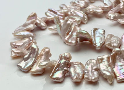 8x18-23 mm AAA Natural Light Pink Biwa Stick Freshwater Pearl Beads Genuine Cultured Center Drilled Pearl Beads Natural Pearl Beads #P1576