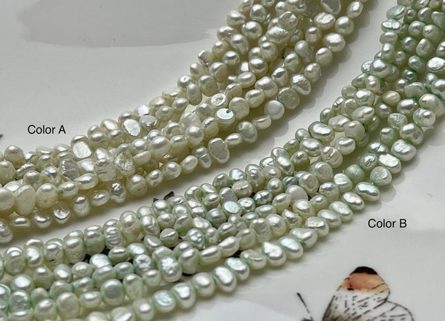 4-5 mm Light Green Color Potato Nugget Freshwater Pearl Beads Genuine Freshwater Pearls Tiny Gray Nugget Cultured Seed Pearl Beads #P1917