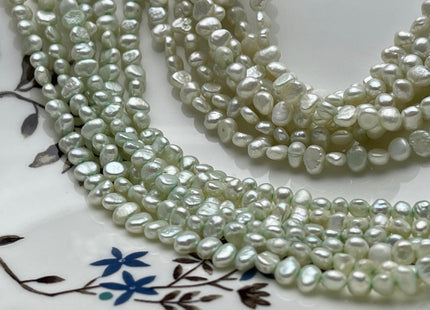 4-5 mm Light Green Color Potato Nugget Freshwater Pearl Beads Genuine Freshwater Pearls Tiny Gray Nugget Cultured Seed Pearl Beads #P1917