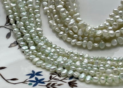 4-5 mm Light Green Color Potato Nugget Freshwater Pearl Beads Genuine Freshwater Pearls Tiny Gray Nugget Cultured Seed Pearl Beads #P1917