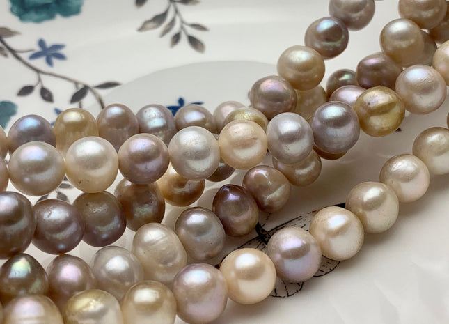9-10mm AA Natural Seaweed Color Freshwater Pearls Potato Pearl Beads Genuine Natural Seaweed Pink Freshwater Potato Pearls 45 Pieces #P1467