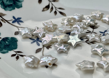 3 Pieces 10-11 mm Rare Natural White Star Flower Shape Genuine Freshwater Pearl Beads Genuine High Luster Limited Edition Beads #P2142
