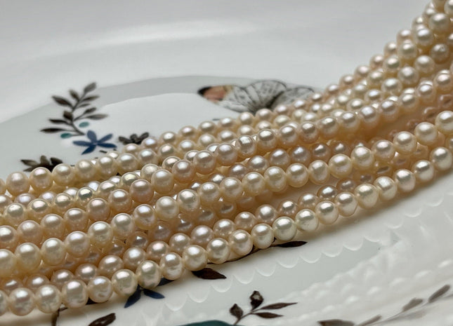 4-5 mm AAA Pale Pink Color Round Potato Freshwater Pearl Beads High Luster Genuine Pink Color Tiny Small Potato Freshwater Pearls #P2109