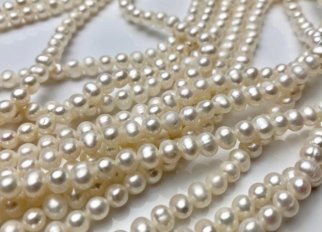 WHOLESALE 4x5-5.5 mm Natural White Potato Freshwater Pearl Seed Beads Genuine Natural Small Pearl Beads White Bridal Pearls #222