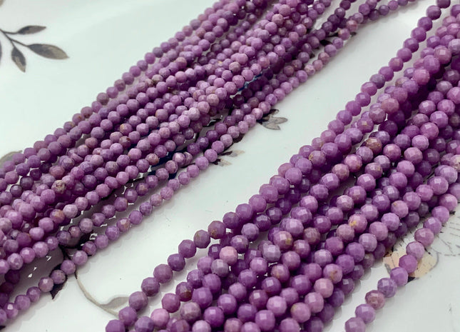 2mm 3mm 4mm Natural Color Micro Faceted Round Tiny Phosphosiderite Gemstone Beads Genuine Purple Color Phosphosiderite 15.5 Inches #3691