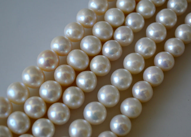 10-11 mm High Luster Natural White Potato Freshwater Pearl Beads, Genuine Cultured Pearls, White Natural Freshwater Pearl Beads #569