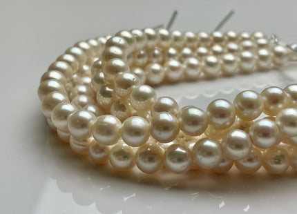 9-10 mm AAA Half Strand Large Hole Natural White Off Round Freshwater Pearls Hole Size 2.2mm High Luster Large Hole Potato Pearl #P2137