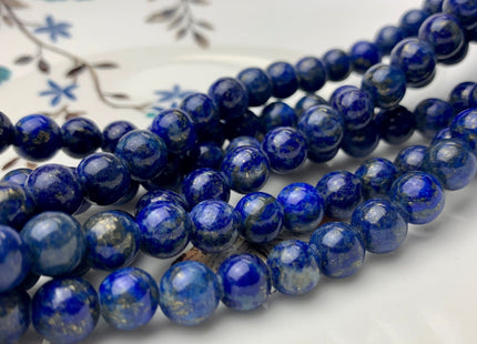 6mm 8mm 10mm Large Hole Natural Color Lapis Gemstone Beads Hole Size 2.0 mm Natural Blue Lapis Beads 8 Inches Strand #2840