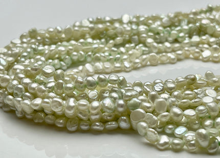 4-5 mm Light Green Color Potato Nugget Freshwater Pearl Beads Genuine Freshwater Pearls Tiny Gray Nugget Cultured Seed Pearl Beads #P1917