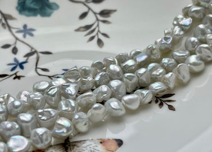 7-8 mm AAA High Luster Natural White Or Natural Silver Color Keshi Nugget Freshwater Pearl Beads Center Drilled Keishi Nugget Pearl #1505