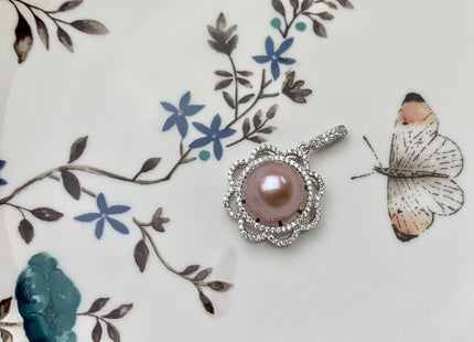 One Piece 925 Sterling Silver/Gold Pendant Setting Findings For Half Drilled Pearl Sun Shape Design W/CZ DIY Jewelry Pendant #10071-A