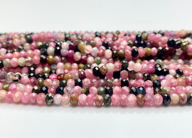2x3 mm 3x4 mm AA Natural Color Faceted Rondelle Tourmaline Gemstone Beads Quality Micro Faceted Tourmaline Gemstone Loose Beads # 2422