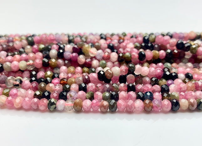 2x3 mm 3x4 mm AA Natural Color Faceted Rondelle Tourmaline Gemstone Beads Quality Micro Faceted Tourmaline Gemstone Loose Beads # 2422