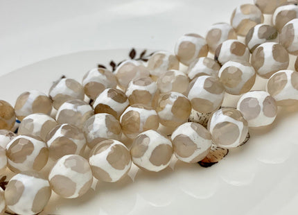 6mm 8mm 10mm 12mm AAA DZI Tibetan Agate Faceted Round Multi White Color Football Agate Gemstone Loose Beads #2381