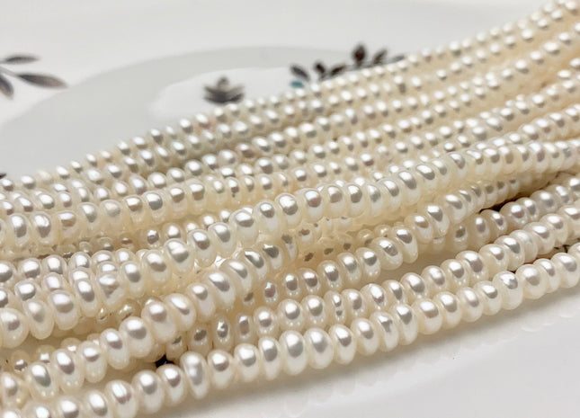 2x4 mm AAA Natural Tiny Freshwater Pearl Beads Rondelle/Button Shape Genuine Natural White High Luster Pearl Beads #P1322