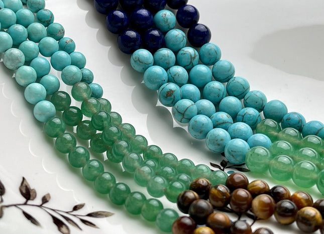 6mm 8mm 10mm Natural Chakra Smooth Round Beads Genuine Amethyst Aventurine Lapis Tiger Eye Carnelian Turquoise Citrine Beads #4029