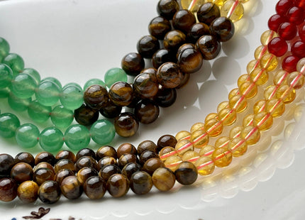 6mm 8mm 10mm Natural Chakra Smooth Round Beads Genuine Amethyst Aventurine Lapis Tiger Eye Carnelian Turquoise Citrine Beads #4029