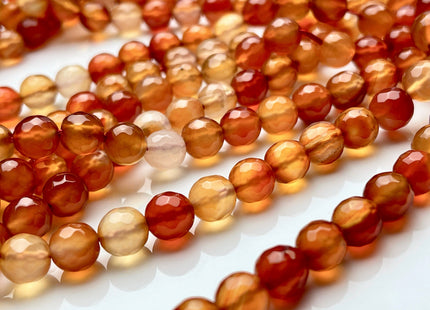 8mm 10mm Faceted Round Carnelian Color Agate Gemstone Beads Orange Red Agate Gemstone Loose Beads 14 Inches Strand #3842
