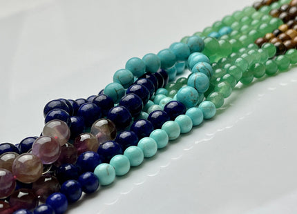 6mm 8mm 10mm Natural Chakra Smooth Round Beads Genuine Amethyst Aventurine Lapis Tiger Eye Carnelian Turquoise Citrine Beads #4029
