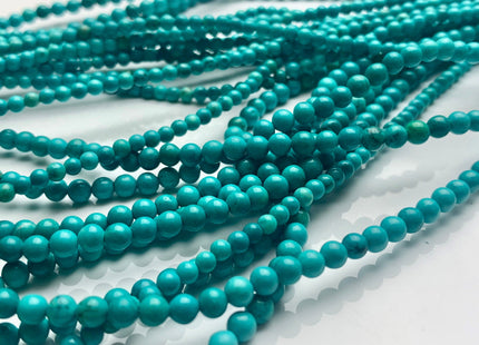 3mm 4mm Smooth Round Green Turquoise Gemstone Beads 15.5 Inches Strand #3763