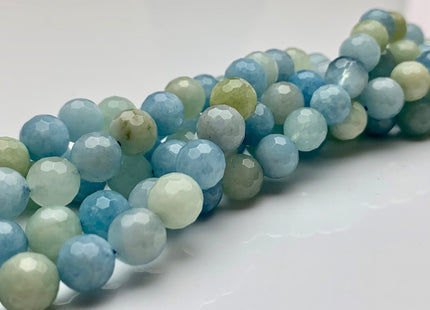 WHOLESALE 6mm 8mm Natural Color Faceted Round Aquamarine Gemstone Beads Genuine Natural Multi Color Aquamarine Gemstone Loose Beads #2410