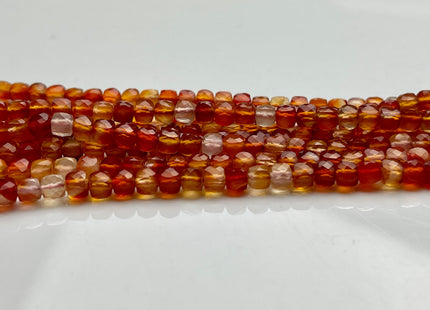 4-5mm Micro Faceted Cube Dice Square Shape Carnelian Bead Genuine Diamond Cut Orange Red Gemstone Beads 15.5 Inches #4108