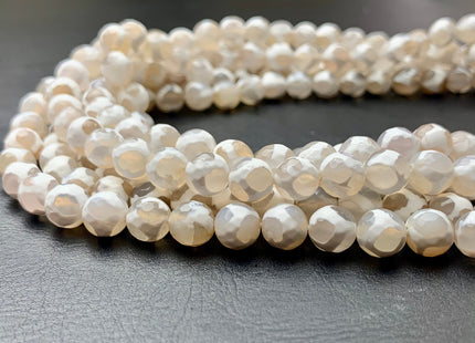 6mm 8mm 10mm 12mm AAA DZI Tibetan Agate Faceted Round Multi White Color Football Agate Gemstone Loose Beads #2381