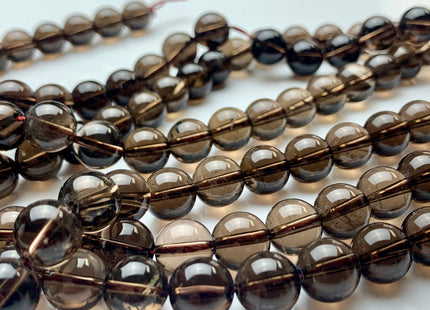 4mm 6mm 8mm 10mm 12mm Smooth Round Smoky Quartz Gemstone 14.5 Inches #3507