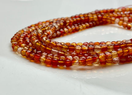 4-5mm Micro Faceted Cube Dice Square Shape Carnelian Bead Genuine Diamond Cut Orange Red Gemstone Beads 15.5 Inches #4108