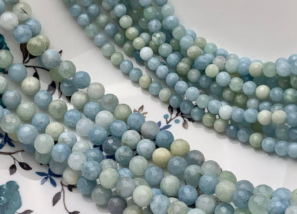WHOLESALE 6mm 8mm Natural Color Faceted Round Aquamarine Gemstone Beads Genuine Natural Multi Color Aquamarine Gemstone Loose Beads #2410