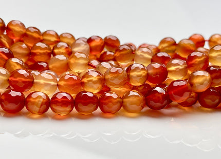 8mm 10mm Faceted Round Carnelian Color Agate Gemstone Beads Orange Red Agate Gemstone Loose Beads 14 Inches Strand #3842
