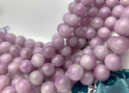 8mm 10mm AAA Half Strand Smooth Round Natural Kunzite Gemstone Beads Genuine Natural Purple Kunzite Beads 8 Inch Strands #3687