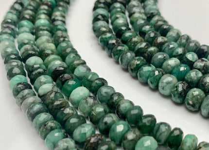 6mm 7mm 8mm AAA Natural Color Emerald Gemstone Beads Faceted Rondelle Shape 8 Inches Strand #2121