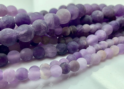 6mm 8mm 10mm Large Hole Natural Color Round Matte Amethyst Gemstone Beads Hole Size 2.0mm Natural Purple Amethyst 14-14.5 Inches #2842