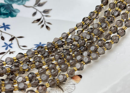 6 mm Faceted Star Cut Smoky Quartz Gemstone Beads Genuine Faceted Dark Brown Quartz Gemstone Loose Beads 15 Inches Strand 50 Beads #4187